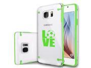 Samsung Galaxy S6 Ultra Thin Transparent Clear Hard TPU Case Cover Love Soccer Green
