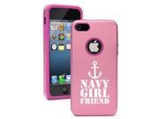 Apple iPhone 6 6s Aluminum Silicone Dual Layer Hard Case Cover Navy Girlfriend Anchor Pink