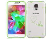 Green Samsung Galaxy Ultra Thin Transparent Clear Hard TPU Case Cover Heart Love Ice Skating Green for S4