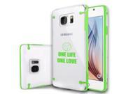 Samsung Galaxy S6 Ultra Thin Transparent Clear Hard TPU Case Cover One Life One Love Volleyball Green