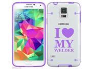 Purple Samsung Galaxy Ultra Thin Transparent Clear Hard TPU Case Cover I Heart Love My Welder Purple for S5