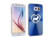 Samsung Galaxy S6 Edge Aluminum Plated Hard Back Case Cover Corgi Heart Blue