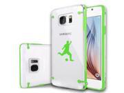 Samsung Galaxy S6 Ultra Thin Transparent Clear Hard TPU Case Cover Soccer Player Green