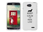 LG Optimus L90 D405 D410 D415 Snap On 2 Piece Rubber Hard Case Cover Keep Calm and Ride Low Dachshund White