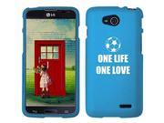 LG Optimus L90 D405 D410 D415 Snap On 2 Piece Rubber Hard Case Cover One Life One Love Soccer Light Blue