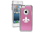 Apple iPhone 6 6s Rhinestone Crystal Bling Hard Case Cover Fleur de Lis Pink