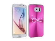 Samsung Galaxy S6 Edge Aluminum Plated Hard Back Case Cover Infinity Love Nursing Stethoscope Hot Pink