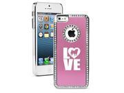 Apple iPhone 5 5s Rhinestone Crystal Bling Hard Case Cover Love Pug Pink