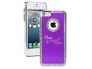 Apple iPhone 5 5s Rhinestone Crystal Bling Hard Case Cover Music Feelings Sound Like Purple