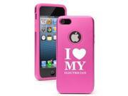 Apple iPhone 6 6s Aluminum Silicone Dual Layer Hard Case Cover I Love My Electrician Hot Pink