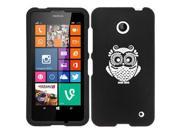 Nokia Lumia 630 635 Snap On 2 Piece Rubber Hard Case Cover Owl Vintage Black