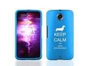 Motorola Google Nexus 6 Snap On 2 Piece Rubber Hard Case Cover Keep Calm and Love Dachshunds Light Blue