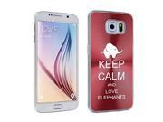 Samsung Galaxy S6 Aluminum Plated Hard Back Case Cover Keep Calm and Love Elephants Red