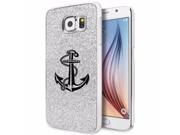Samsung Galaxy S6 Edge Glitter Bling Hard Case Cover Anchor with Rope Silver