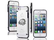 Apple iPhone 4 4s Ultra Thin Transparent Clear Hard TPU Case Cover Peace Sign with Flowers Black