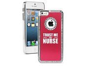 Apple iPhone 5c Rhinestone Crystal Bling Hard Case Cover Trust Me I m A Nurse Hot Pink