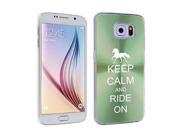 Samsung Galaxy S6 Edge Aluminum Plated Hard Back Case Cover Keep Calm and Ride On Horse Green