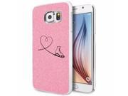 Samsung Galaxy S6 Glitter Bling Hard Case Cover Heart Love Ice Skating Light Pink