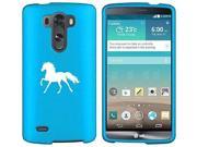 LG G3 Vigor Snap On 2 Piece Rubber Hard Case Cover Horse Light Blue
