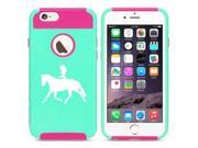 Apple iPhone 5 5s Shockproof Impact Hard Case Cover Cowgirl Riding Horse Light Blue Hot Pink