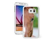 Samsung Galaxy S6 Hard Back Case Cover Color Close Up Horse White