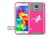 Samsung Galaxy S5 Shockproof Impact Hard Case Cover Gecko Lizard Hot Pink Grey