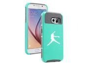 Samsung Galaxy S6 Shockproof Impact Hard Case Cover Female Softball Pitcher Teal Grey