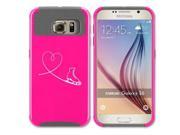 Samsung Galaxy S6 Edge Shockproof Impact Hard Case Cover Heart Love Ice Skating Hot Pink Grey