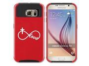 Samsung Galaxy S6 Shockproof Impact Hard Case Cover Infinity Love Cross Christian Red