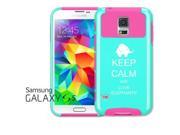 Samsung Galaxy S5 Shockproof Impact Hard Case Cover Keep Calm and Love Elephants Teal Hot Pink