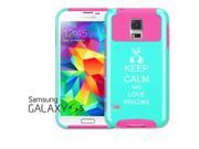 Samsung Galaxy S5 Shockproof Impact Hard Case Cover Keep Calm and Love Pandas Teal Hot Pink