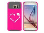 Samsung Galaxy S6 Shockproof Impact Hard Case Cover Love Heart Basketball Hot Pink Grey