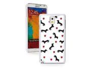Samsung Galaxy Note 3 Hard Back Case Cover Dachshund Love Hearts Pattern White