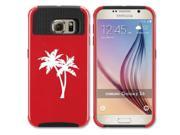 Samsung Galaxy S6 Shockproof Impact Hard Case Cover Palm Trees Red