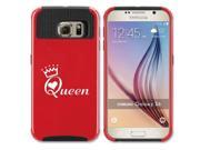 Samsung Galaxy S6 Shockproof Impact Hard Case Cover Queen with Crown Red