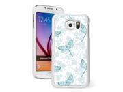 Samsung Galaxy S6 Edge Hard Back Case Cover Color Floral Dragonfly Pattern White