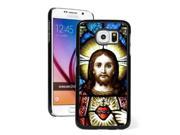 Samsung Galaxy S6 Edge Hard Back Case Cover Color Jesus in Stained Glass Black
