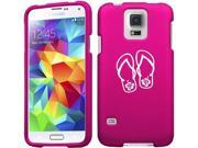Samsung Galaxy S5 Active G870 Snap On 2 Piece Rubber Hard Case Cover Flip Flops with Hibiscus Hot Pink
