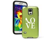 Samsung Galaxy S5 Aluminum Silicone Dual Layer Hard Case Cover Love High Heels Shoes Green
