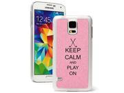 Samsung Galaxy S5 Glitter Bling Hard Case Cover Keep Calm and Play On Golf Pink