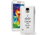 Samsung Galaxy S5 Glitter Bling Hard Case Cover Keep Calm and Play On Golf White