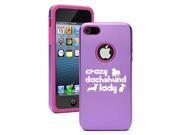 Apple iPhone 5c Aluminum Silicone Dual Layer Hard Case Cover Crazy Dachshund Lady Purple