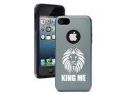 Apple iPhone 5c Aluminum Silicone Dual Layer Hard Case Cover King Me Lion Face Silver Gray