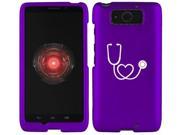 Motorola Droid Mini XT1030 Snap On 2 Piece Rubber Hard Case Cover Heart Stethoscope Nurse Doctor Purple