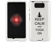 Motorola Droid Mini XT1030 Snap On 2 Piece Rubber Hard Case Cover Keep Calm and Yoga On White