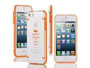 Apple iPhone 4 4s Ultra Thin Transparent Clear Hard TPU Case Cover Keep Calm and Run On Orange