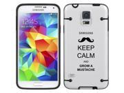 Black Samsung Galaxy Ultra Thin Transparent Clear Hard TPU Case Cover Keep Calm and Grow A Mustache Black for S4