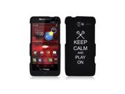 Motorola Droid Razr M XT907 Snap On 2 Piece Rubber Hard Case Cover Keep Calm and Play On Lacrosse Black