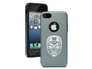 Apple iPhone 5c Aluminum Silicone Dual Layer Hard Case Cover Skull Wearing Motocross Helmet Silver Gray