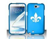 Samsung Galaxy Note 2 Snap On 2 Piece Rubber Hard Case Cover Fleur De Lis Light Blue
